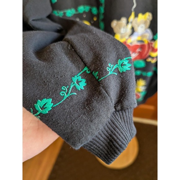 Vintage Spumoni 1X Halloween Fall Sweatshirt Embroidered Pumpkin Bears Scarecrow - Picture 4 of 11